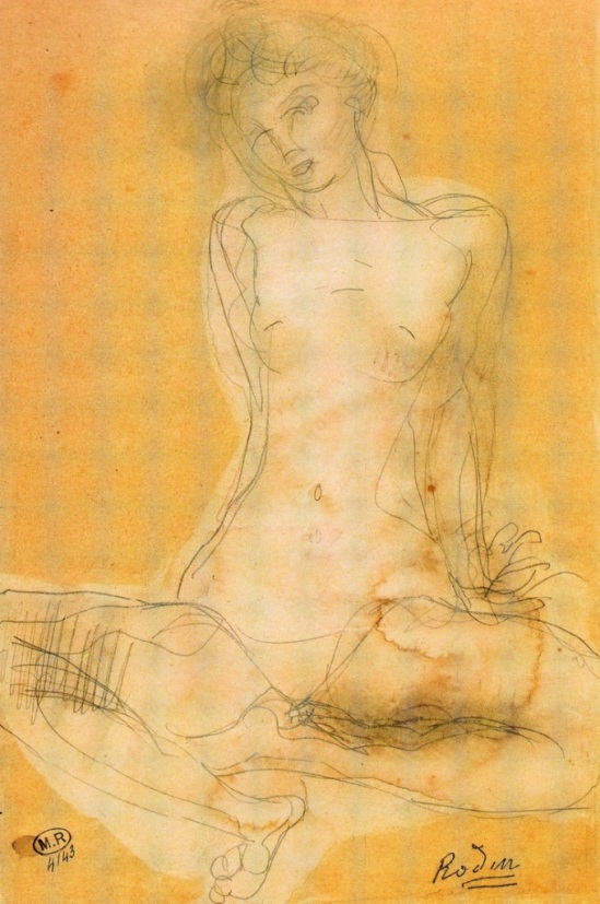 Auguste Rodin, Seated Woman, Watercolour and Stump