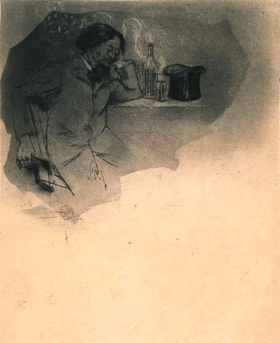 Armand Rassenfosse. Illustration pour le Vin du solitaire, poème extrait des Fleurs du mal de Charles Baudelaire. Estampe  1899