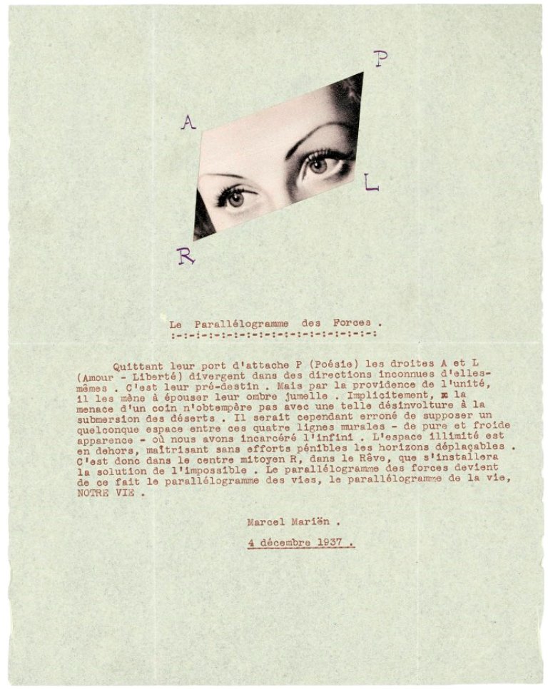 Marcel Mariën. Lettre-collage à Jacqueline Nonkels entre 1937 et 1938