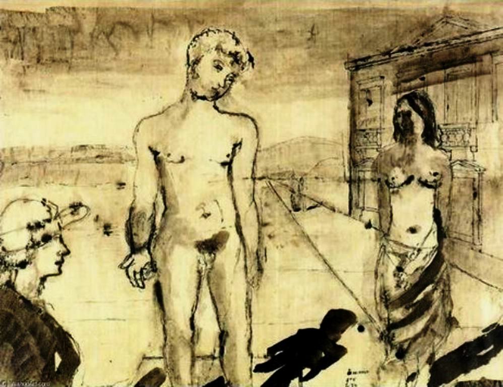 Paul Delvaux. The meeting. Dessin
