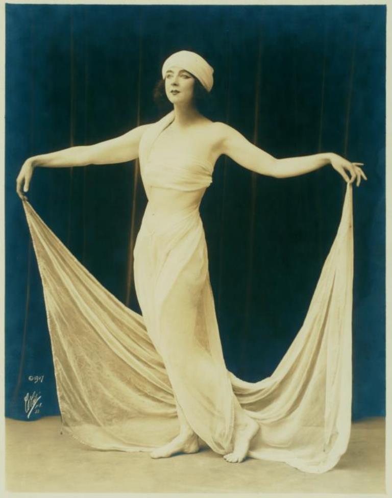 White Studio. Ruth St Denis in costume and pose for Physical Culture Magazine. (1917) Via nypl