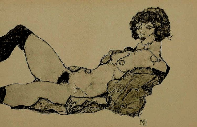 Egon Schiele. Liegender weiblicher akt 1917